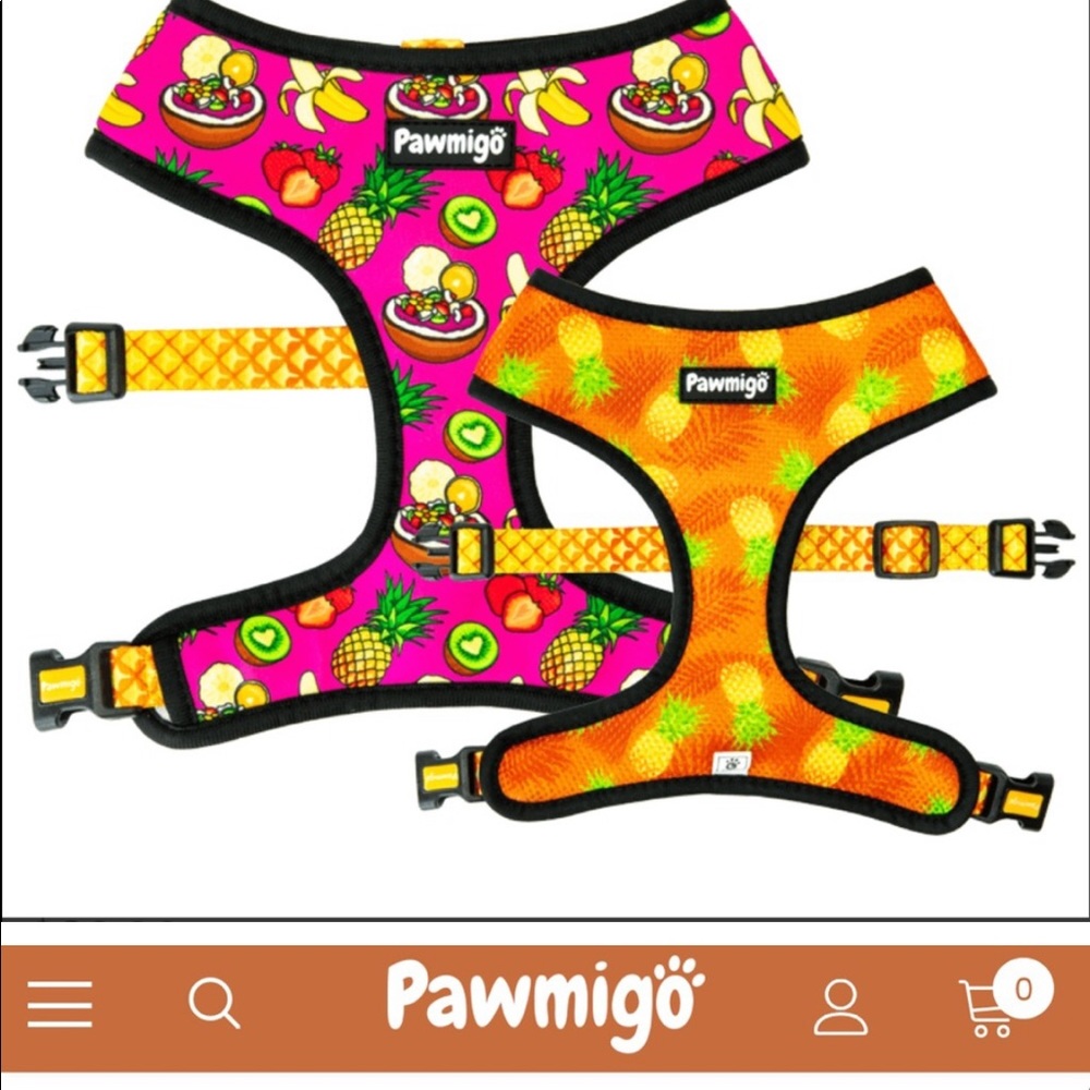 Pawmigo Snack Shack Reversible Harness and Leash Sz M